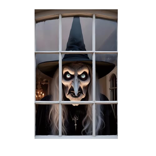 HASTHIP® Halloween Fabric Creepy Curtain Horror Movie Poster Window Door Covering Decor HASTHIP® Halloween Fabric Creepy Curtain Horror Movie Poster Window Door Covering Decor